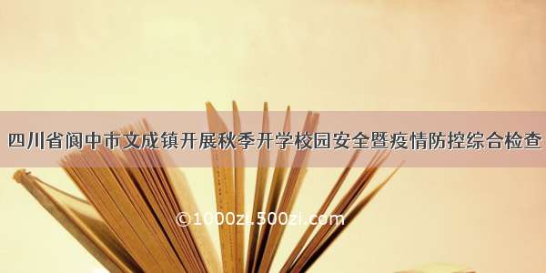 四川省阆中市文成镇开展秋季开学校园安全暨疫情防控综合检查