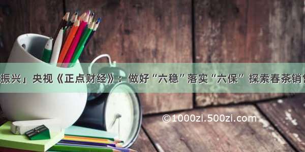 「乡村振兴」央视《正点财经》：做好“六稳”落实“六保” 探索春茶销售新模式