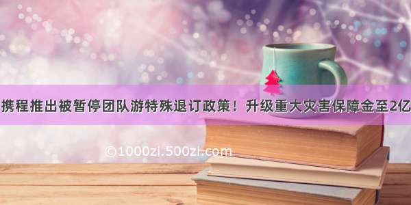 携程推出被暂停团队游特殊退订政策！升级重大灾害保障金至2亿