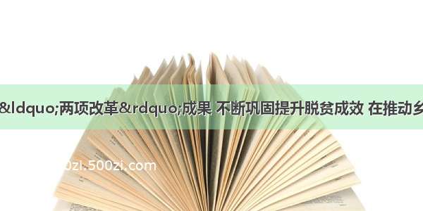 彭清华：总结用好“两项改革”成果 不断巩固提升脱贫成效 在推动乡村振兴发展中更好