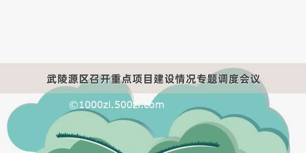 武陵源区召开重点项目建设情况专题调度会议