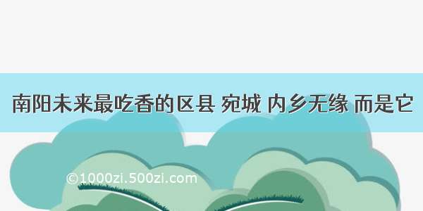 南阳未来最吃香的区县 宛城 内乡无缘 而是它