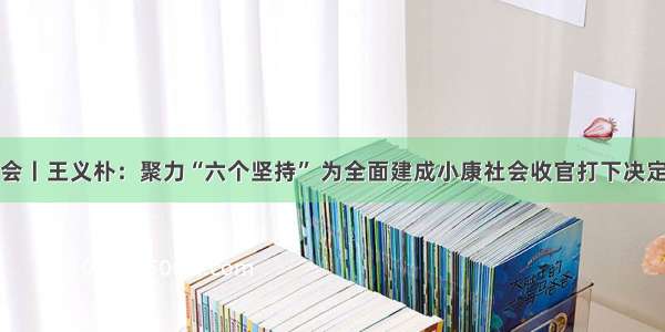 淄博两会丨王义朴：聚力“六个坚持” 为全面建成小康社会收官打下决定性基础