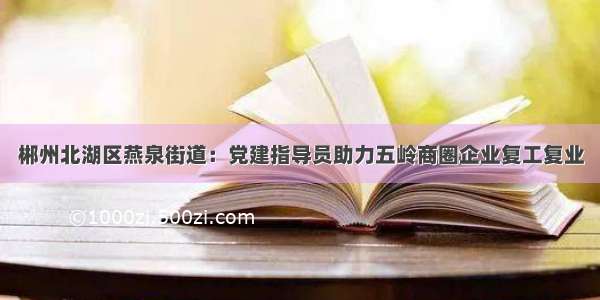 郴州北湖区燕泉街道：党建指导员助力五岭商圈企业复工复业