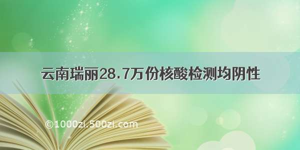 云南瑞丽28.7万份核酸检测均阴性