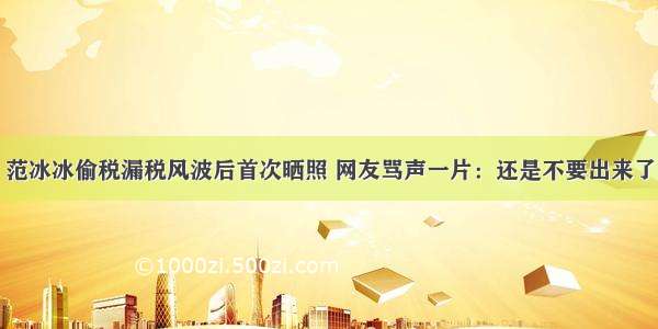 范冰冰偷税漏税风波后首次晒照 网友骂声一片：还是不要出来了