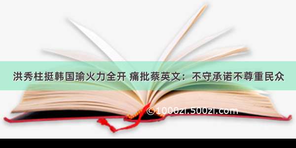 洪秀柱挺韩国瑜火力全开 痛批蔡英文：不守承诺不尊重民众