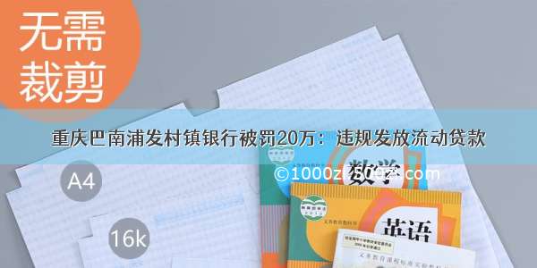 重庆巴南浦发村镇银行被罚20万：违规发放流动贷款