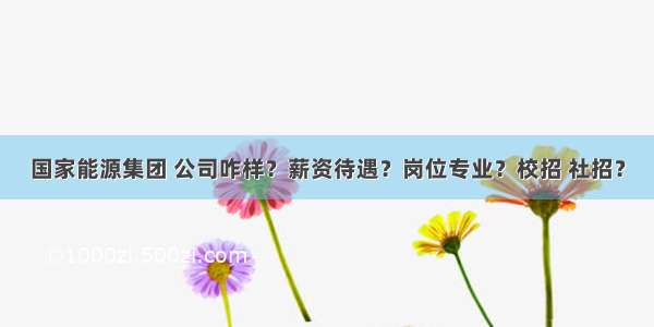 国家能源集团 公司咋样？薪资待遇？岗位专业？校招 社招？