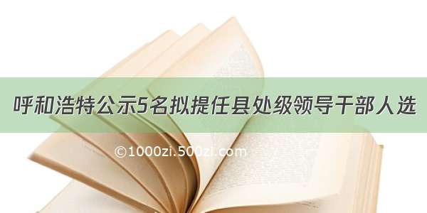 呼和浩特公示5名拟提任县处级领导干部人选