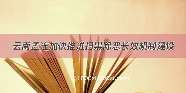 云南孟连加快推进扫黑除恶长效机制建设