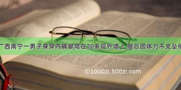 广西南宁一男子身穿内裤攀爬在20多层外墙上 随后因体力不支坠楼