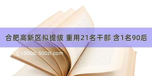 合肥高新区拟提拔 重用21名干部 含1名90后