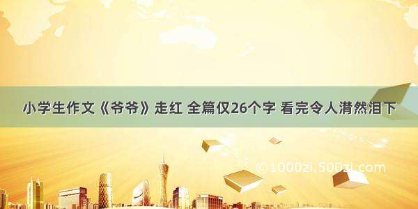 小学生作文《爷爷》走红 全篇仅26个字 看完令人潸然泪下