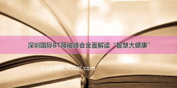 深圳国际BT领袖峰会全面解读“智慧大健康”