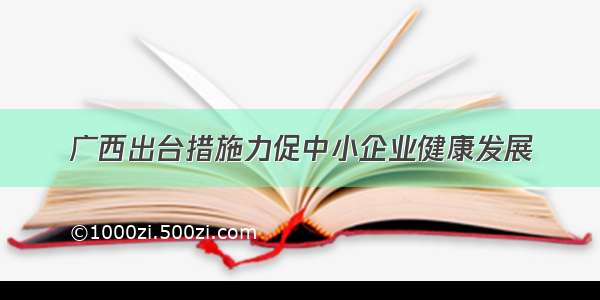 广西出台措施力促中小企业健康发展