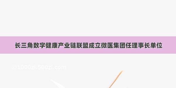 长三角数字健康产业链联盟成立微医集团任理事长单位