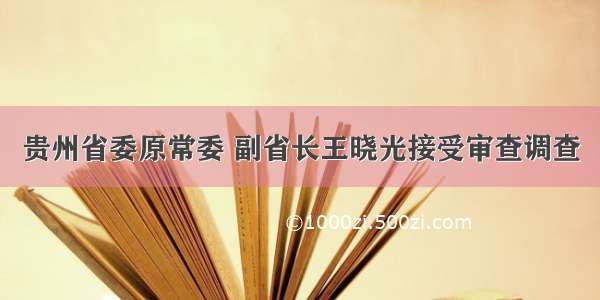 贵州省委原常委 副省长王晓光接受审查调查