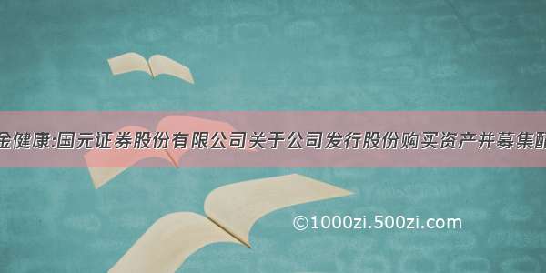 [公告]乐金健康:国元证券股份有限公司关于公司发行股份购买资产并募集配套资金之