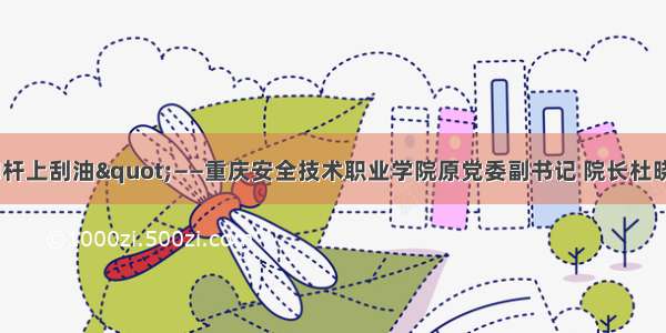 "鸡脚杆上刮油"——重庆安全技术职业学院原党委副书记 院长杜晓阳的潜规则