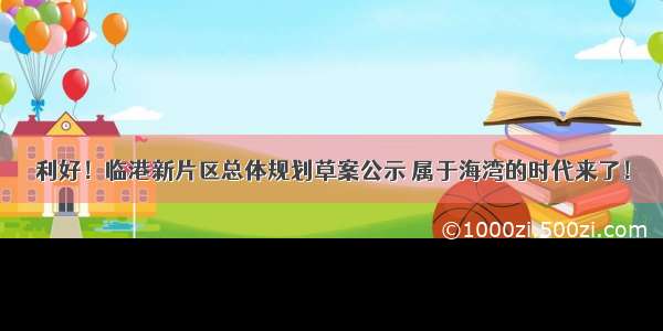 利好！临港新片区总体规划草案公示 属于海湾的时代来了！