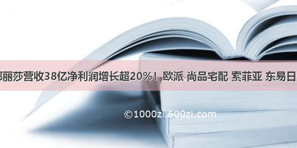 蒙娜丽莎营收38亿净利润增长超20%！欧派 尚品宅配 索菲亚 东易日盛…