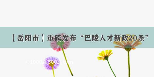 【岳阳市】重磅发布“巴陵人才新政20条”