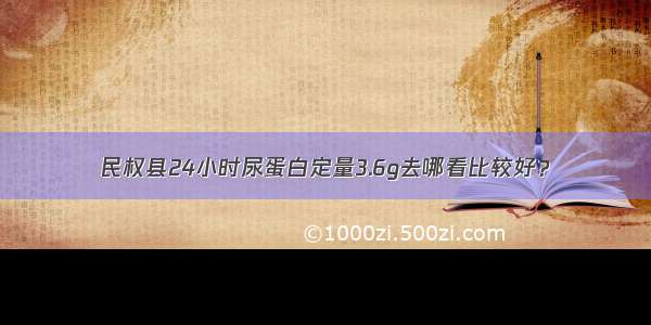 民权县24小时尿蛋白定量3.6g去哪看比较好？