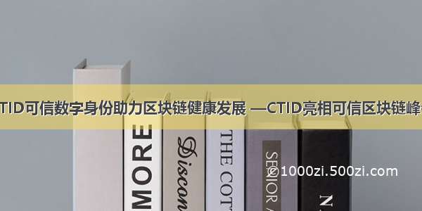 CTID可信数字身份助力区块链健康发展 —CTID亮相可信区块链峰会