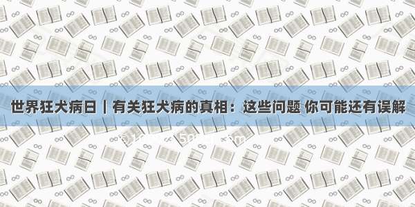 世界狂犬病日｜有关狂犬病的真相：这些问题 你可能还有误解