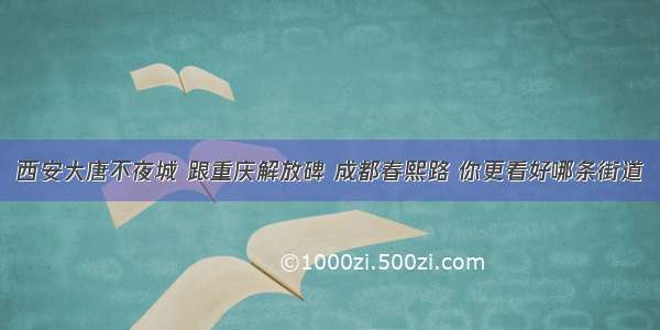 西安大唐不夜城 跟重庆解放碑 成都春熙路 你更看好哪条街道