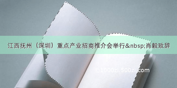 江西抚州（深圳）重点产业招商推介会举行&nbsp;肖毅致辞