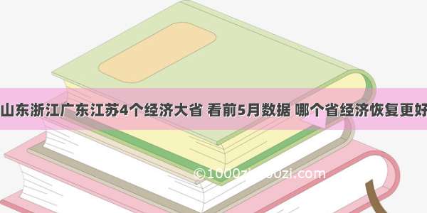 山东浙江广东江苏4个经济大省 看前5月数据 哪个省经济恢复更好