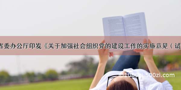 安徽省委办公厅印发《关于加强社会组织党的建设工作的实施意见（试行）》