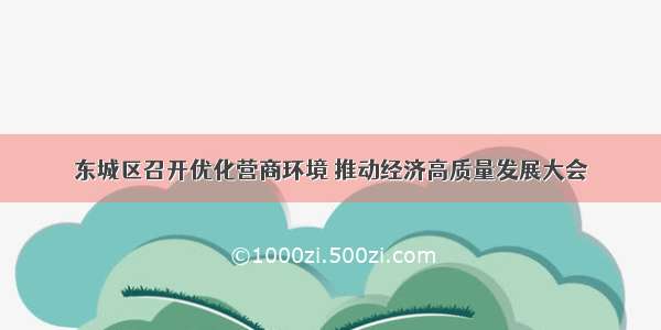 东城区召开优化营商环境 推动经济高质量发展大会