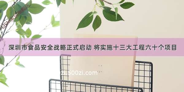 深圳市食品安全战略正式启动 将实施十三大工程六十个项目