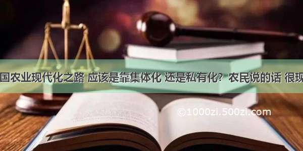 中国农业现代化之路 应该是靠集体化 还是私有化？农民说的话 很现实