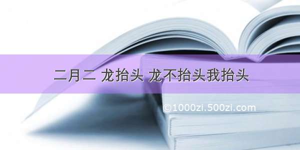 二月二 龙抬头 龙不抬头我抬头