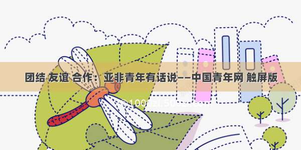 团结 友谊 合作：亚非青年有话说——中国青年网 触屏版