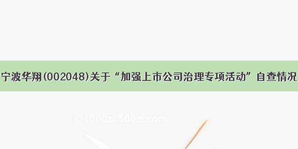 宁波华翔(002048)关于“加强上市公司治理专项活动”自查情况