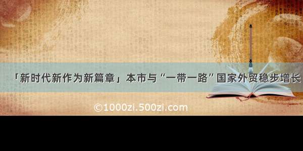 「新时代新作为新篇章」本市与“一带一路”国家外贸稳步增长