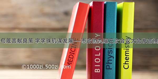 句句箴言献良策 字字珠玑谋发展——市政协九届三次会议大会发言摘登