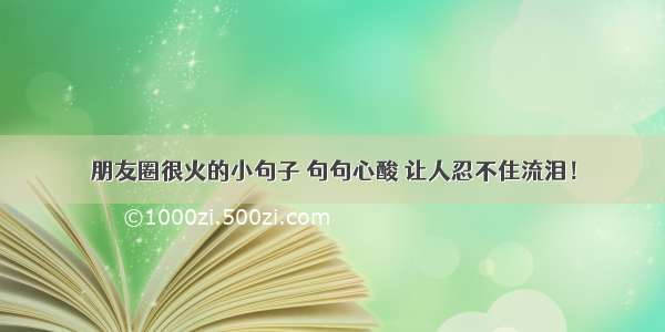 朋友圈很火的小句子 句句心酸 让人忍不住流泪！