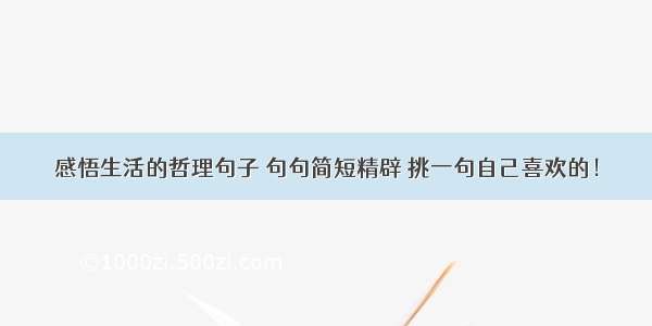 感悟生活的哲理句子 句句简短精辟 挑一句自己喜欢的！