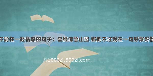 不能在一起情感的句子：曾经海誓山盟 都抵不过现在一句好聚好散