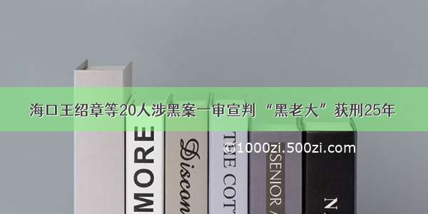 海口王绍章等20人涉黑案一审宣判 “黑老大”获刑25年