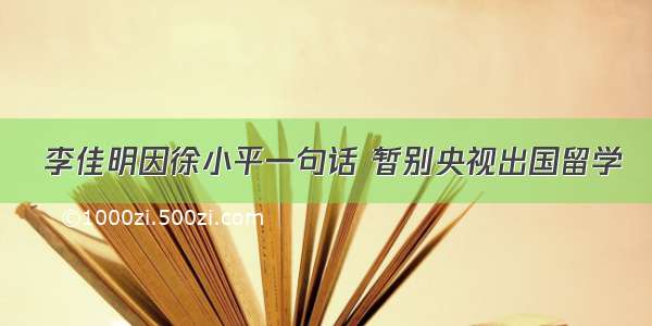  李佳明因徐小平一句话 暂别央视出国留学