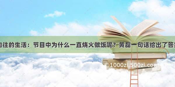 向往的生活：节目中为什么一直烧火做饭呢？黄磊一句话给出了答案