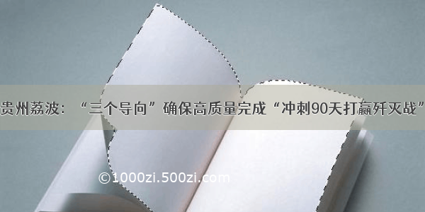 贵州荔波：“三个导向”确保高质量完成“冲刺90天打赢歼灭战”