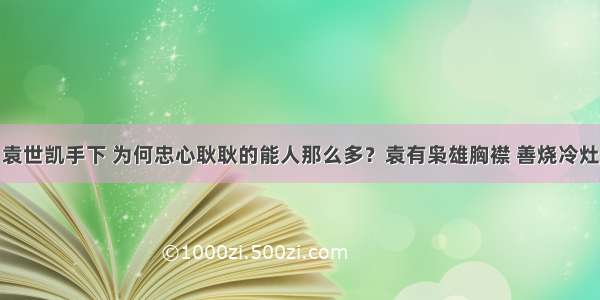 袁世凯手下 为何忠心耿耿的能人那么多？袁有枭雄胸襟 善烧冷灶